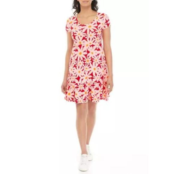 PLANET GOLD “Tango Red” Daisy Print Ruffle Hem Dress, L, NWT! - Picture 10 of 10